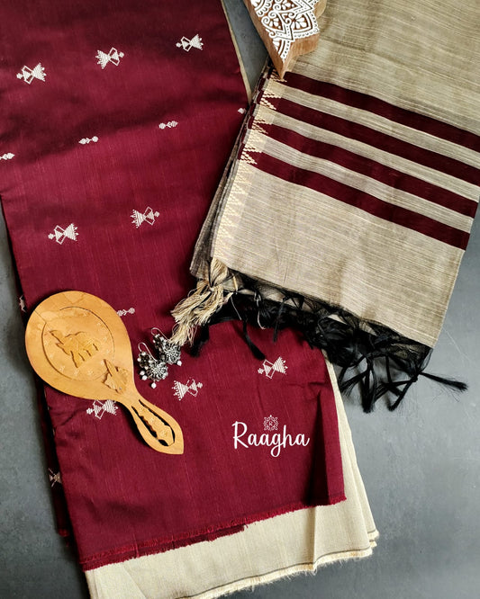 Unstitched silk salwar fabric set